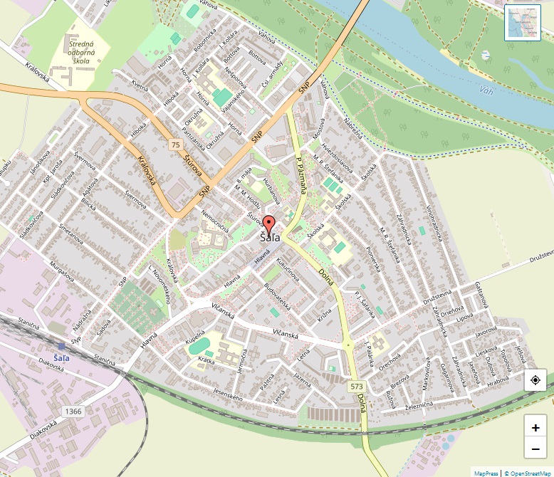 Mapa Šale a okolia
